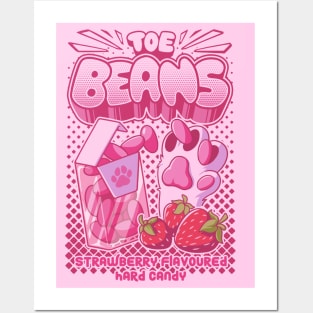 TOE BEANS : strawberry flavored hard candy. funny cat toe beans candy Posters and Art